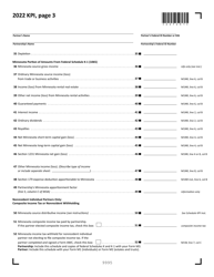 Form KPI Partner&#039;s Share of Income, Credits and Modifications - Minnesota, Page 3