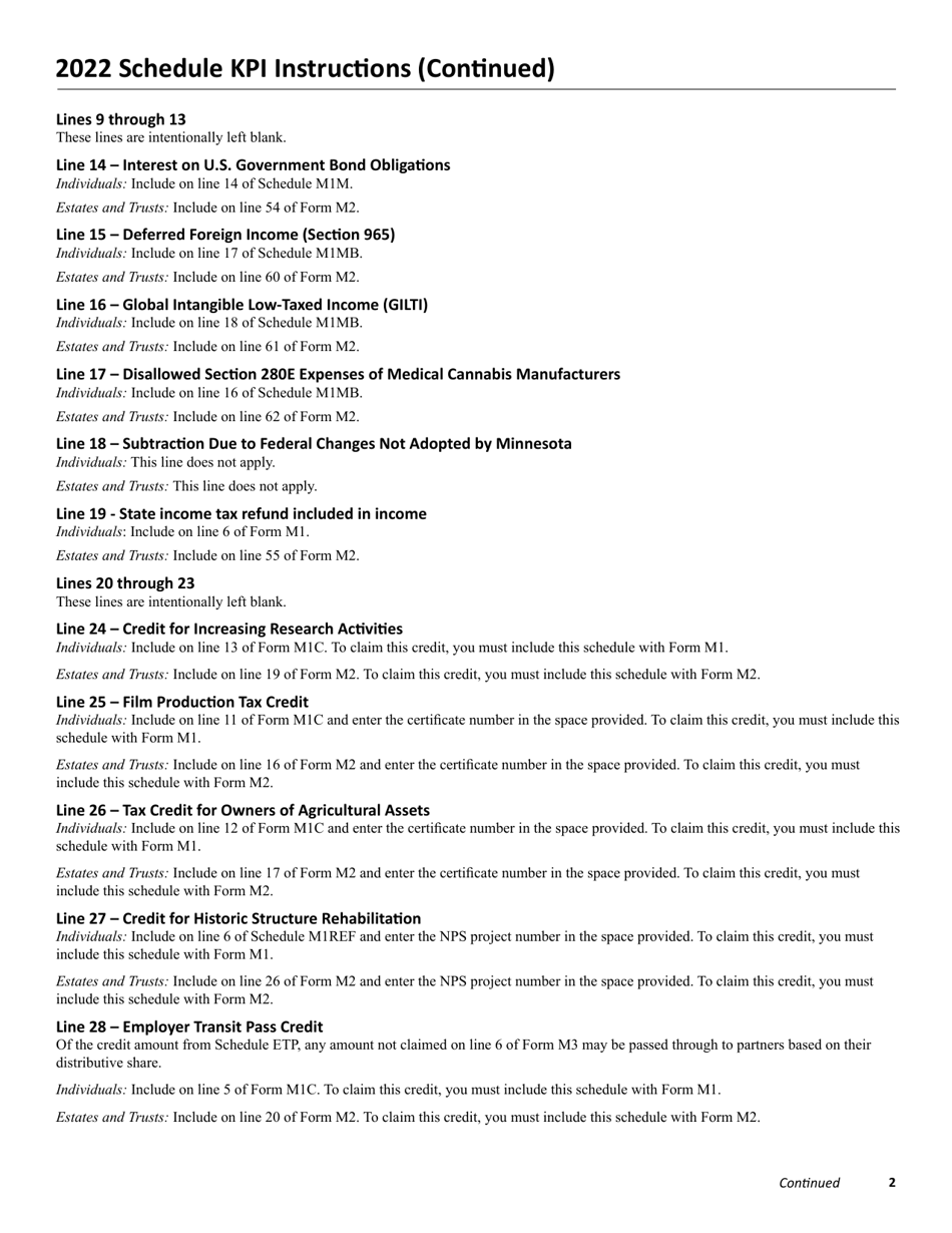 Form KPI Partners Share of Income, Credits and Modifications - Minnesota, Page 5
