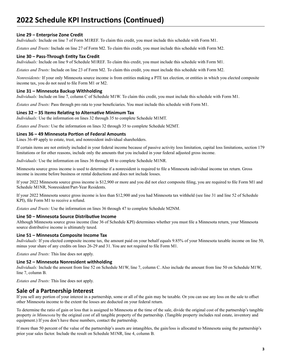 Form KPI Partners Share of Income, Credits and Modifications - Minnesota, Page 6