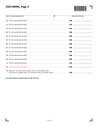 Schedule M4NC Federal Adjustments - Minnesota, Page 2