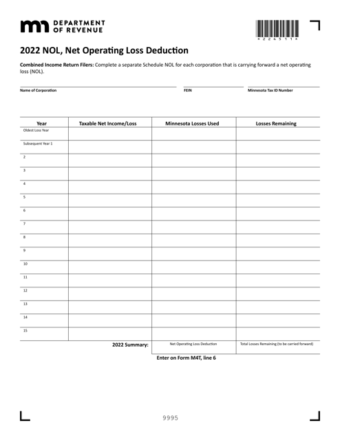 Form NOL 2022 Printable Pdf