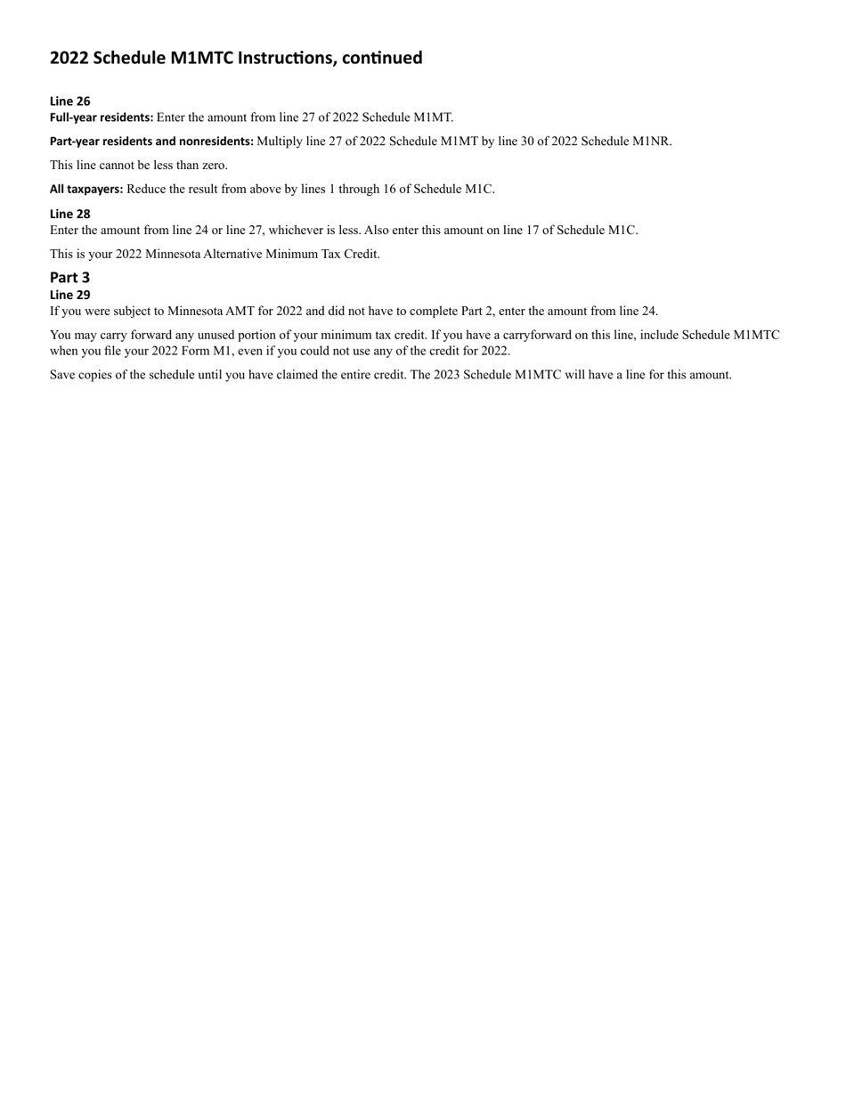 Schedule M1MTC Alternative Minimum Tax Credit - Minnesota, Page 3