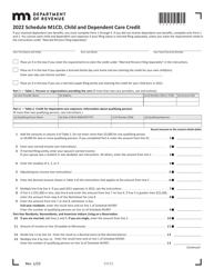 Schedule M1CD Child and Dependent Care Credit - Minnesota