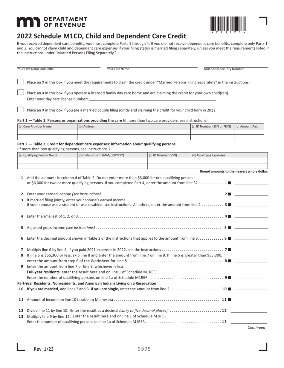 Schedule M1CD Download Fillable PDF or Fill Online Child and Dependent