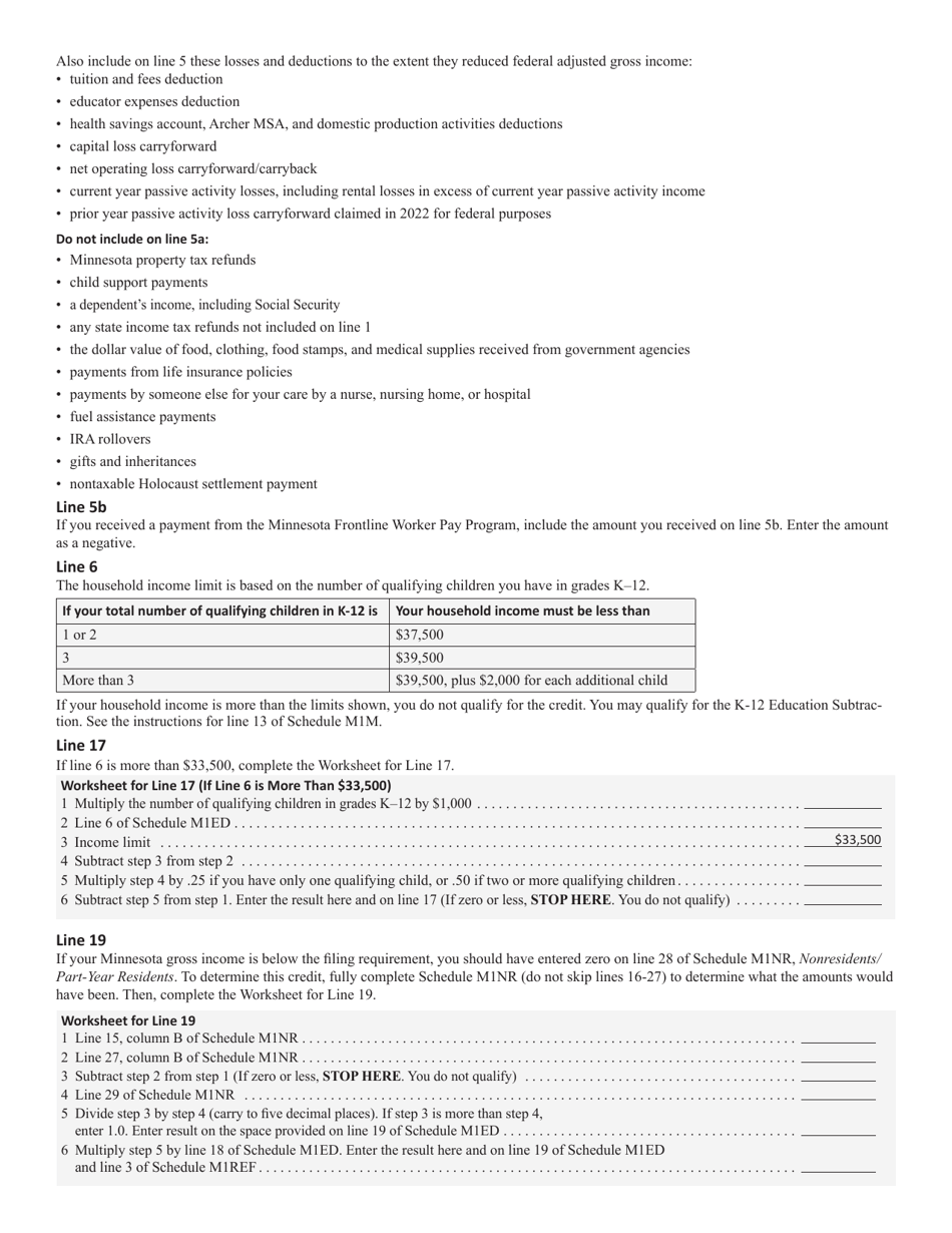 Schedule M1ED K-12 Education Credit - Minnesota, Page 3
