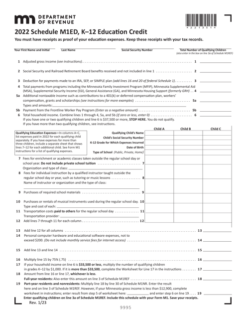 Schedule M1ED 2022 Printable Pdf