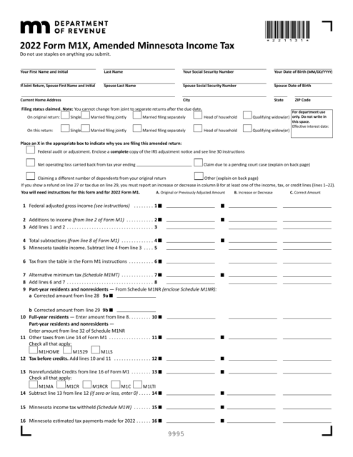 Form M1X 2022 Printable Pdf