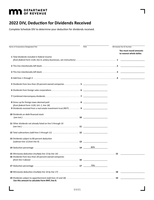 Form DIV 2022 Printable Pdf