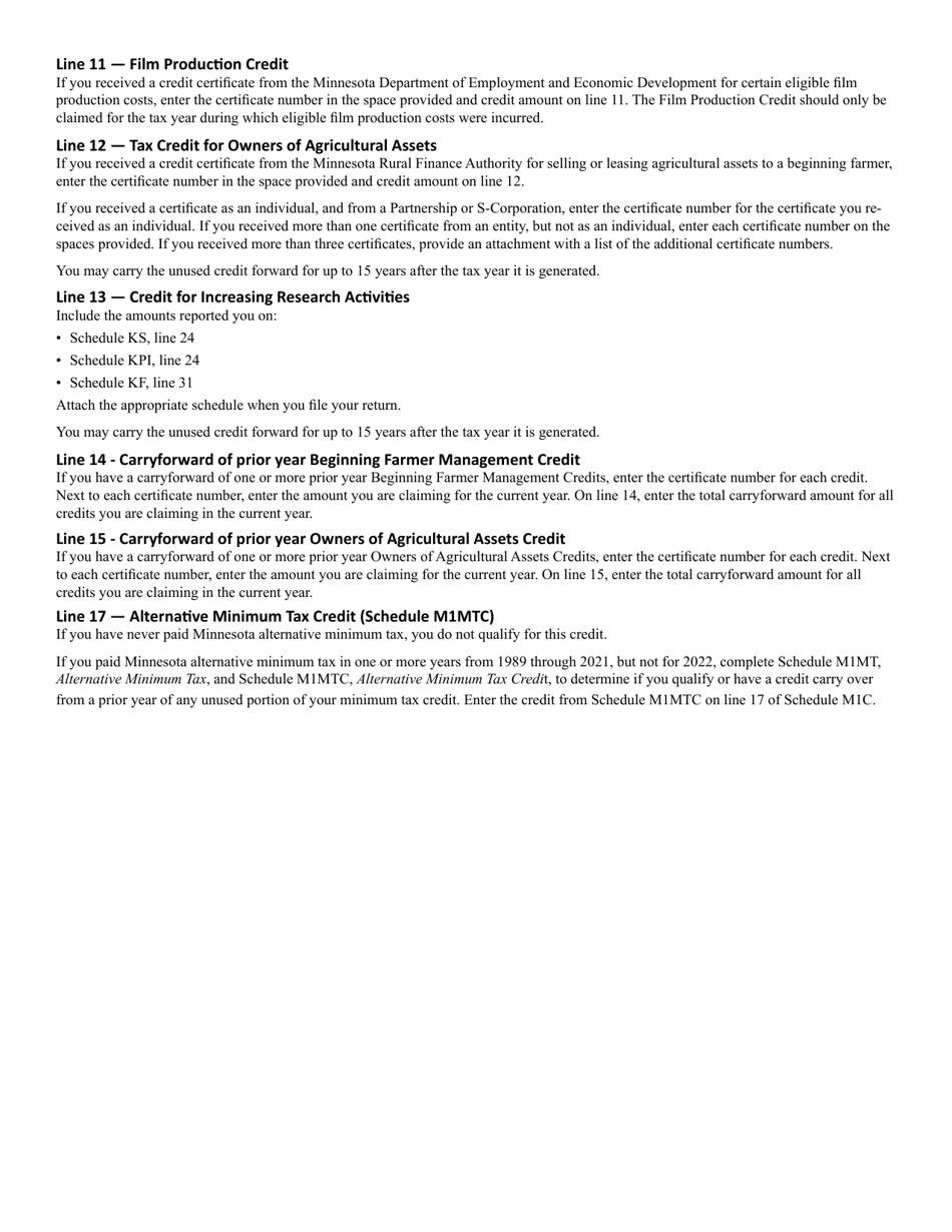 Schedule M1C Nonrefundable Credits - Minnesota, Page 4