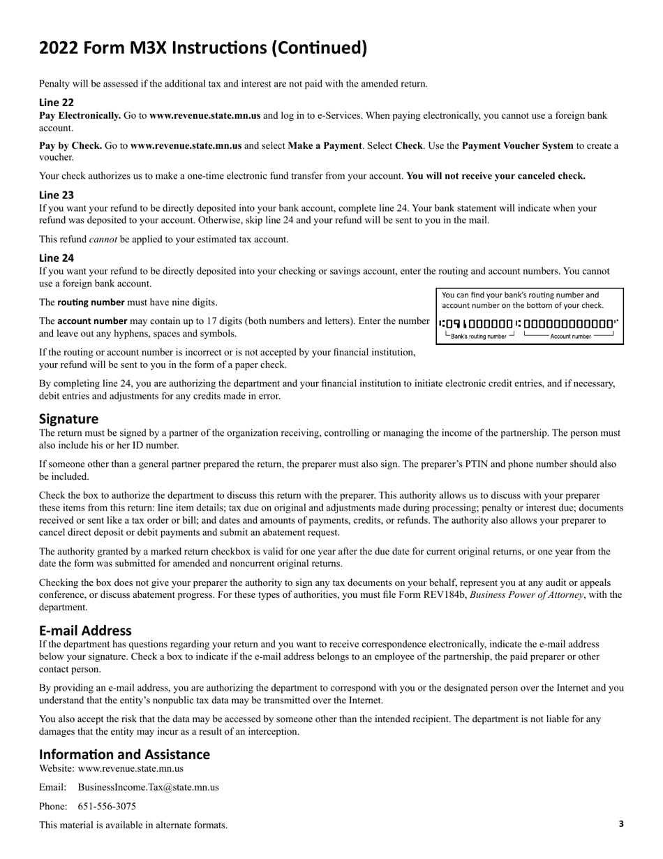 Form M3X Amended Partnership Return - Minnesota, Page 5