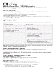 Document preview: Instructions for Form CRP Certificate of Rent Paid - Minnesota