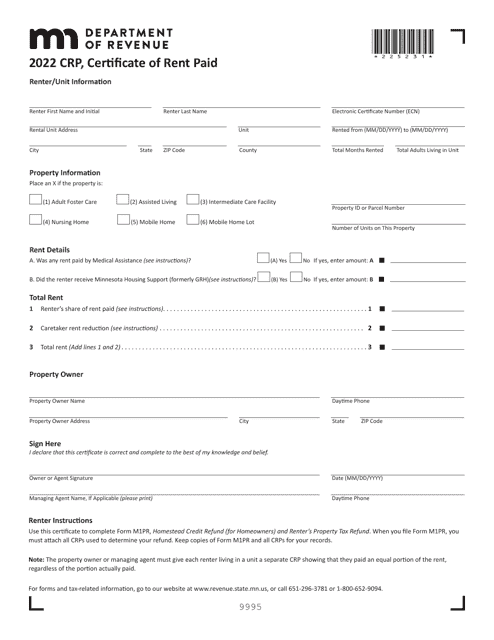 Form CRP 2022 Printable Pdf