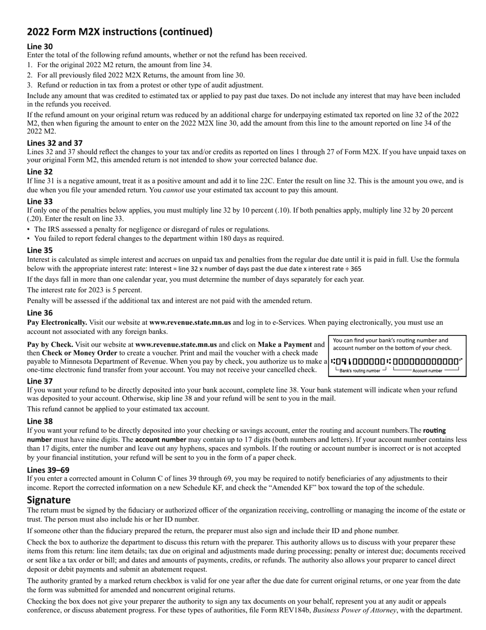 Form M2X Amended Income Tax Return for Estates and Trusts - Minnesota, Page 6