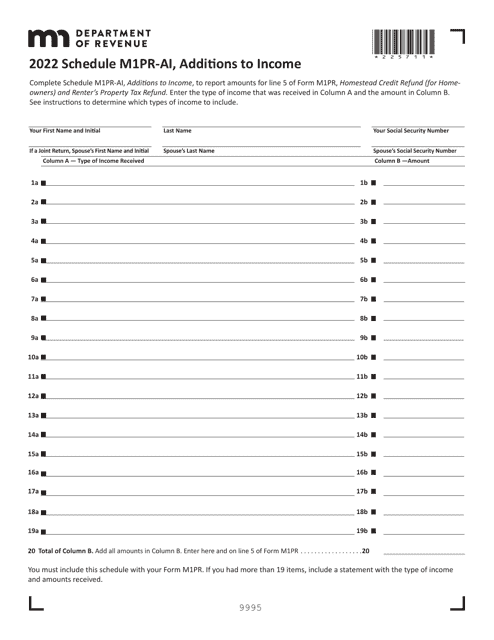 Schedule M1PR-AI 2022 Printable Pdf