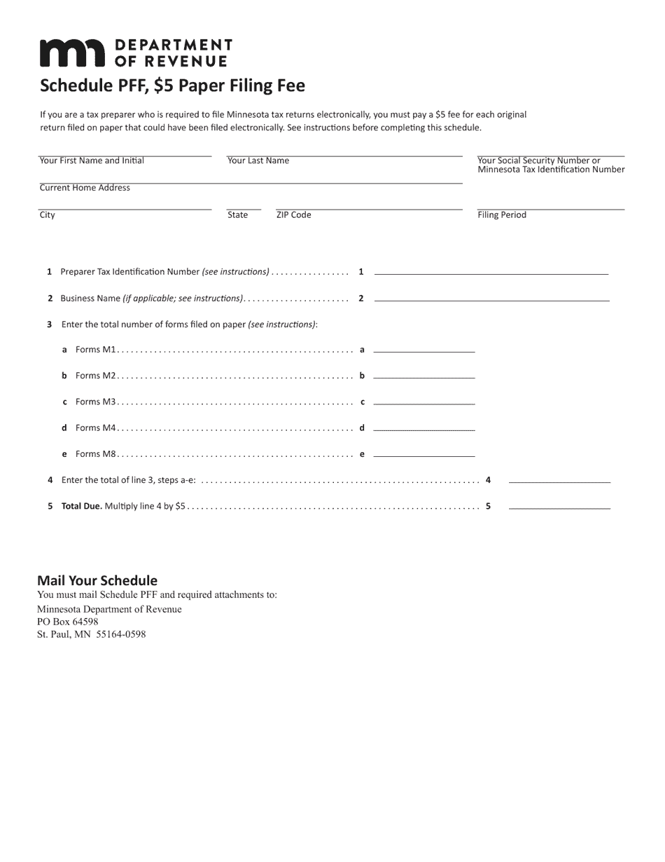 Minnesota 5 Paper Filing Fee Fill Out Sign Online And Download Pdf Templateroller