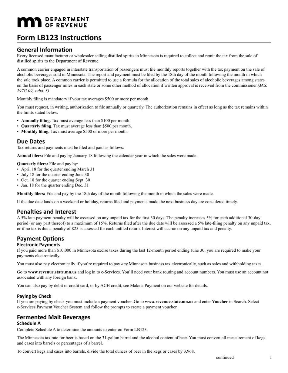 Form LB123 Common Carrier Excise Tax Return - Minnesota, Page 3