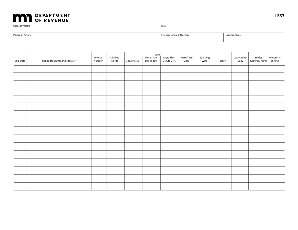 Form LB37 Distilled Spirits and Wine Shipped Into Minnesota - Minnesota, Page 2