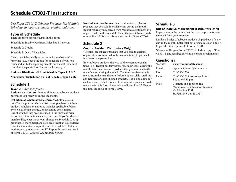 Schedule CT301-T Tobacco Products Tax - Minnesota, Page 2