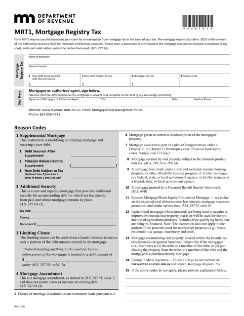 Form MRT1 Mortgage Registry Tax - Minnesota