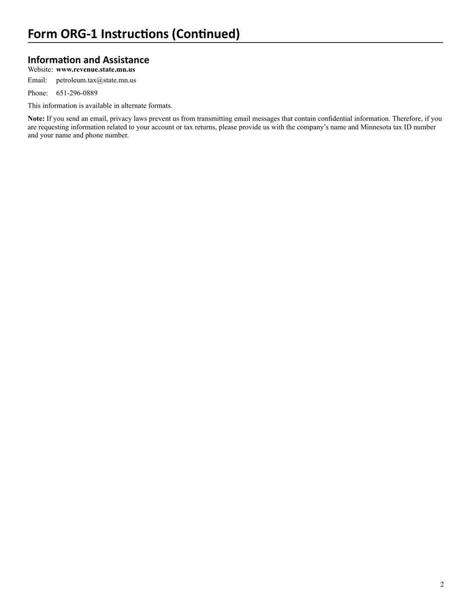 Form ORG-1 Organic Oil Motor Fuel Tax Return - Minnesota, Page 3