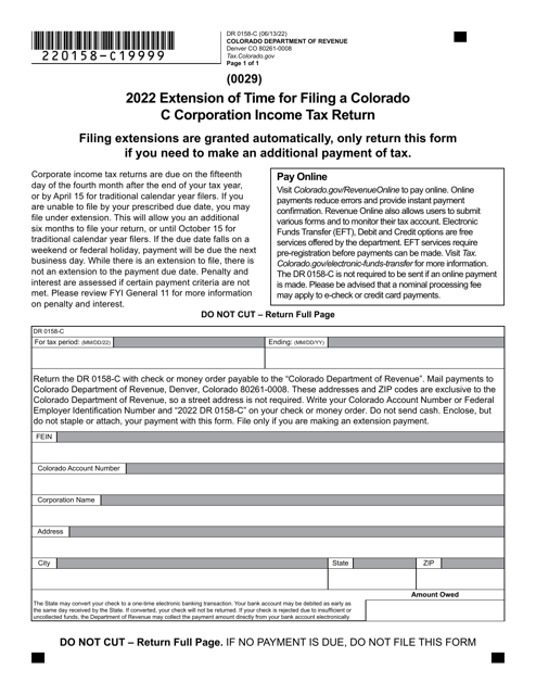 Form DR0158-C 2022 Printable Pdf