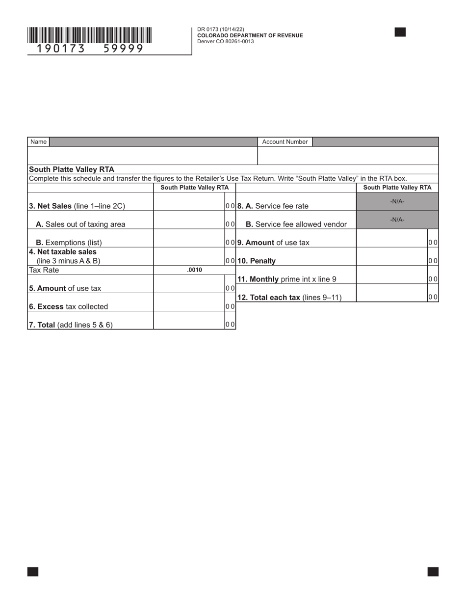 Form DR0173 Retailers Use Tax Return - Colorado, Page 9