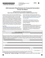 Document preview: Form DR0158-N Automatic Filing Extension for Composite Nonresident Income Tax Return - Colorado, 2022