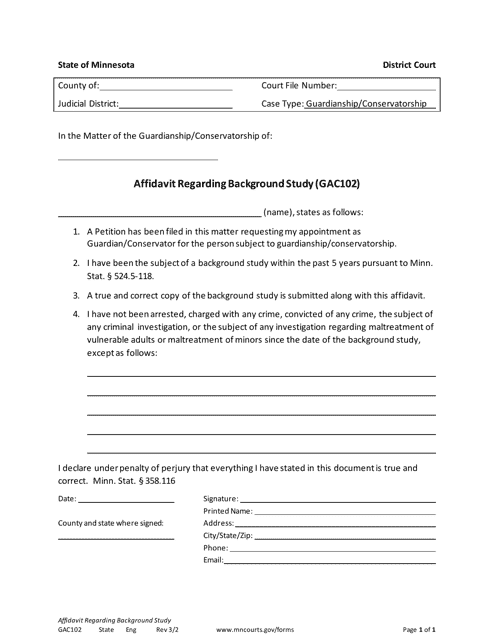 Form GAC102  Printable Pdf