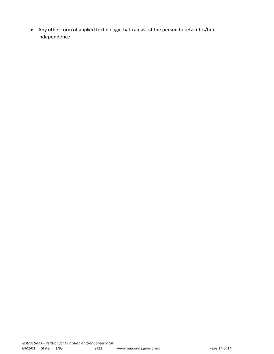 Form GAC501 Instructions - Petition for Guardian and / or Conservator of an Adult - Minnesota, Page 14