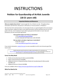 Document preview: Form GAC901 Instructions - Petition for Guardianship of at-Risk Juvenile (18-21 Years Old) - Minnesota