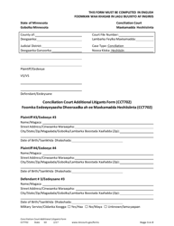 Document preview: Form CCT702 Conciliation Court Additional Litigants Form - Minnesota (English/Somali)