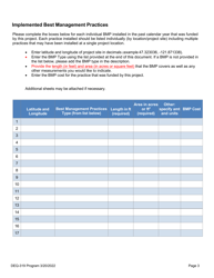 Form DEQ-319 Oregon 319 Grant Load Reductions Reporting Sheet - Oregon, Page 3