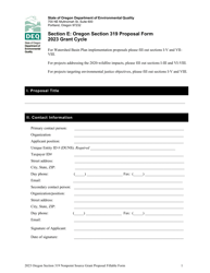 Section E Oregon Section 319 Proposal Form Grant Cycle - Oregon