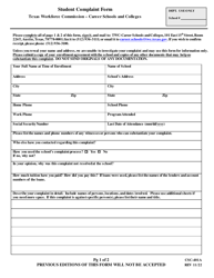 Document preview: Form CSC-401A Student Complaint Form - Texas