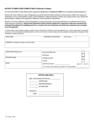 Form 11A-7 Certificate of Attest Experience - California, Page 3