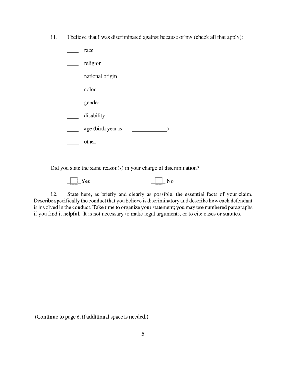 Employment Discrimination Complaint - Missouri, Page 5