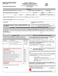 Form B-350 Request for a Connecticut Driver&#039;s License/Identification Card by Mail - Connecticut
