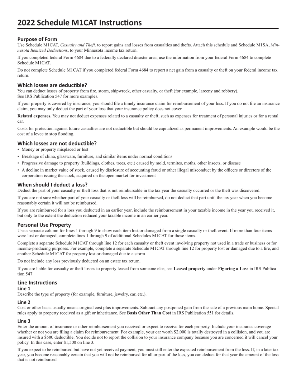 Schedule M1CAT Casualty and Theft - Minnesota, Page 2