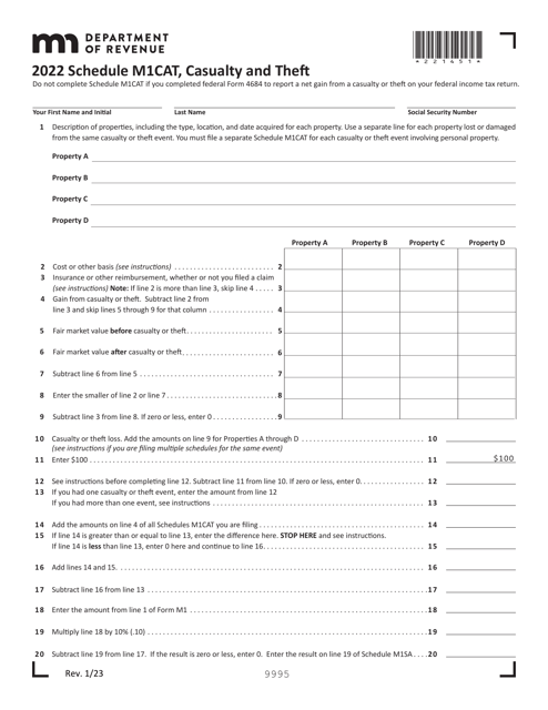 Schedule M1CAT 2022 Printable Pdf