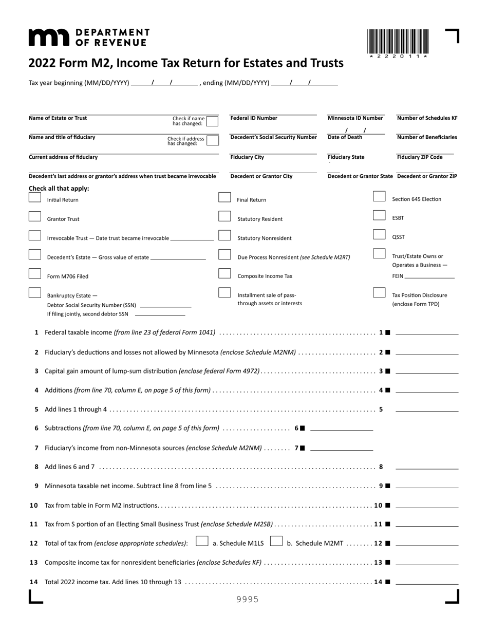 Form M2 Income Tax Return for Estates and Trusts - Minnesota, Page 1