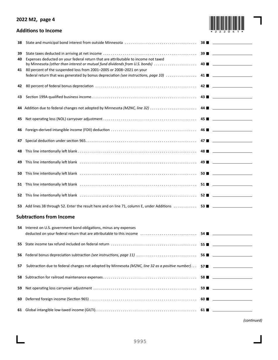 Form M2 Income Tax Return for Estates and Trusts - Minnesota, Page 4