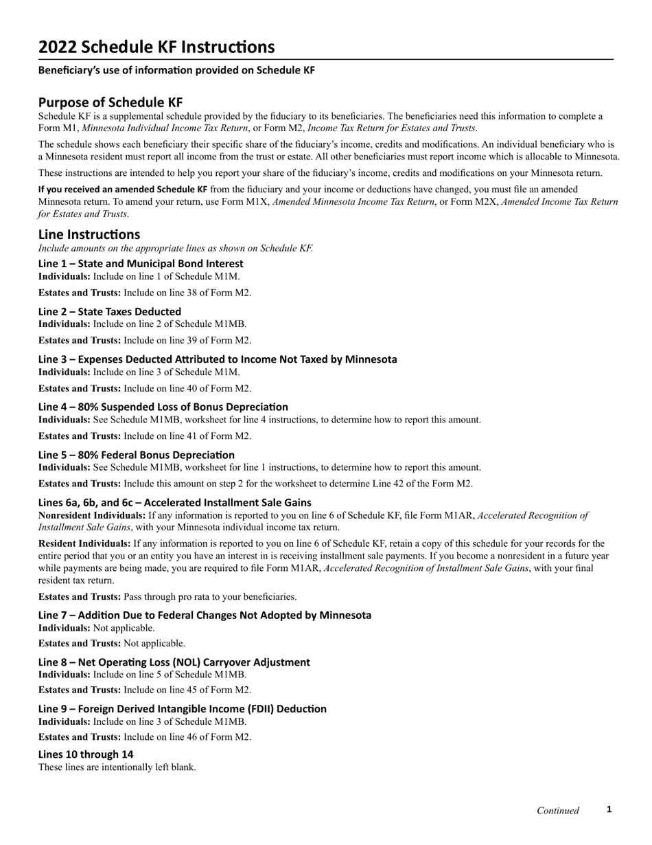 Schedule KF Beneficiarys Share of Minnesota Taxable Income - Minnesota, Page 4