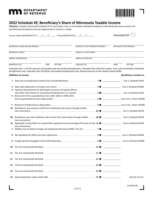 Schedule KF 2022 Printable Pdf