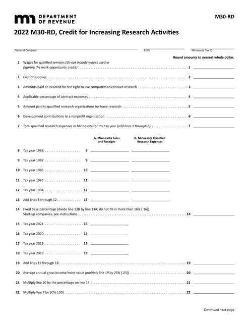 Form M30-RD 2022 Printable Pdf