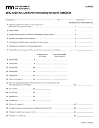 Form M30-RD Credit for Increasing Research Activities - Minnesota