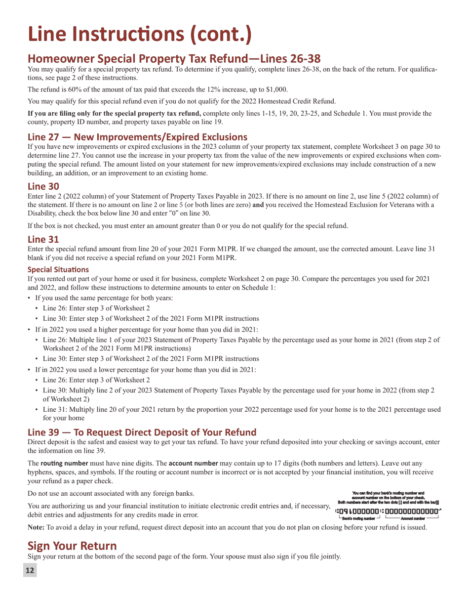 Instructions for Form M1PR Homestead Credit Refund (For Homeowners) and Renters Property Tax Refund - Minnesota, Page 12