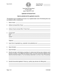 Document preview: Form 133.13 Application for Renewal Permit - Texas