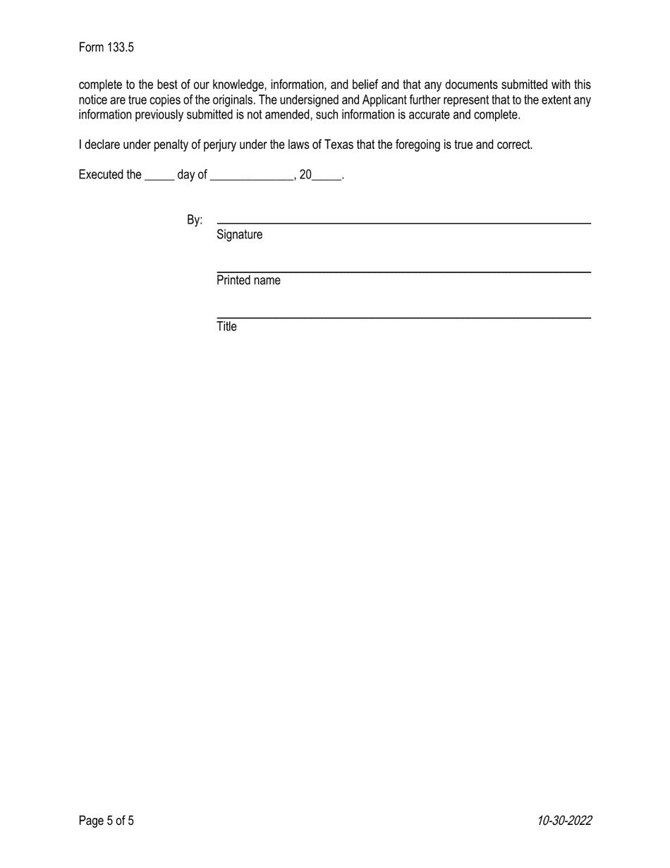 Form 133.5 Secondary Trading Exemption Notice - Texas, Page 5