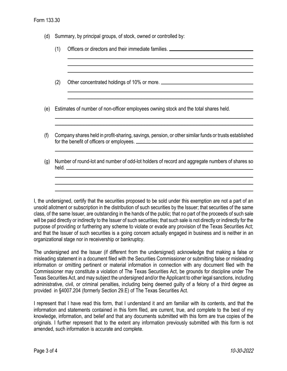 Form 133.30 Information Concerning Projected Market Prices and Related Market Information - Texas, Page 3