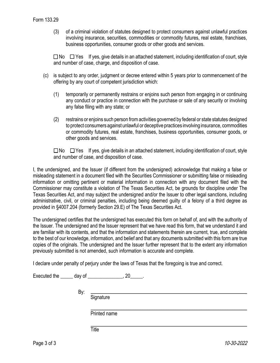 Form 133.29 Intrastate Exemption Notice - Texas, Page 3